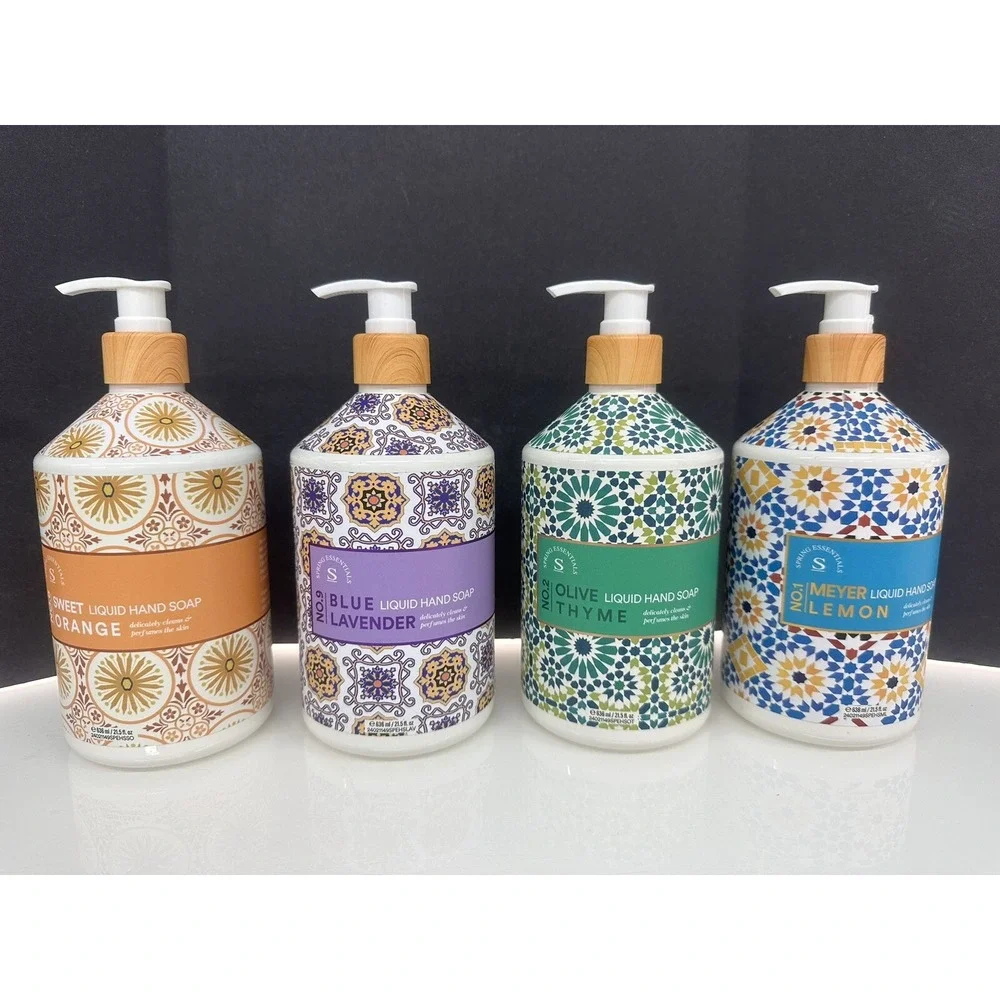4 Set Home & Body Spring Essentials Hand Soap Sweet Orange Lavender  Thyme Lemon